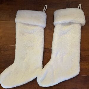 Kookaburra White Faux Fur Christmas Stockings